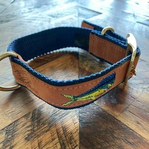 Guy Harvey Inspired Mahi Fish Leather Dog Collar Size M